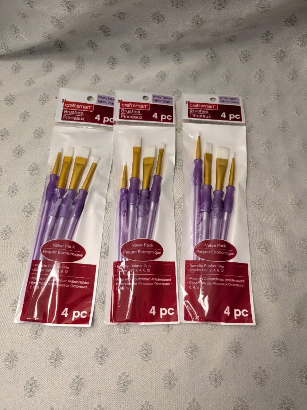 New!  3 Sets of Painting Brushes, 4 in Each Pack for a total of 12 Brushes